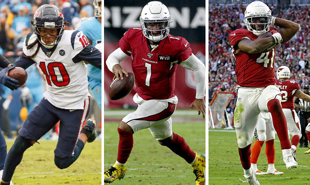 DeAndre Hopkins (Photo by Frederick Breedon/Getty Images), Kyler Murray (AP Photo/Ross D. Franklin)...