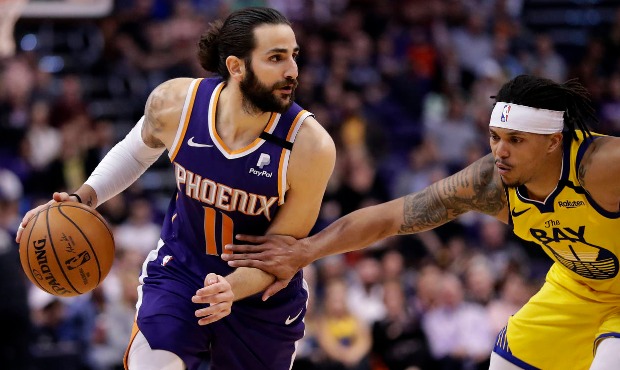 Phoenix Suns guard Ricky Rubio (11) drives as Golden State Warriors guard Damion Lee (1) defends du...
