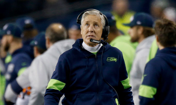 Head coach Pete Carroll of the Seattle Seahawks looks on as they play against the San Francisco 49e...