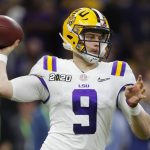 
              LSU quarterback Joe Burrow passes against Clemson during the second half of a NCAA College Football Playoff national championship game Monday, Jan. 13, 2020, in New Orleans. (AP Photo/Gerald Herbert)
            