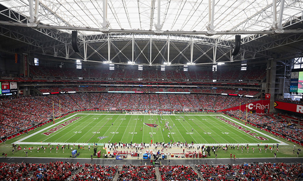 General view of action between the Arizona Cardinals and the Detroit Lions during the first half of...
