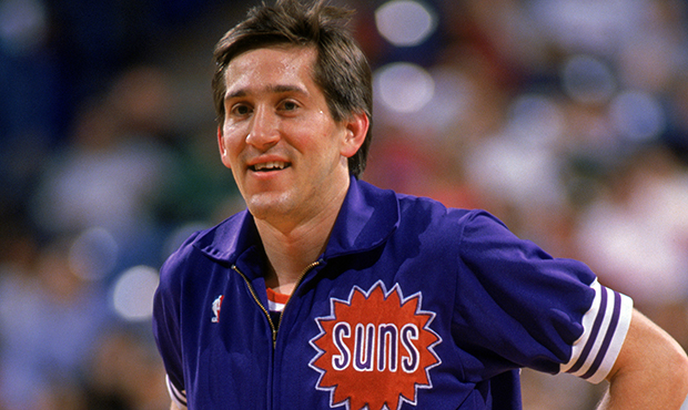 PHOENIX - 1989:  Jeff Hornacek #14 of the Phoenix Suns looks on during a 1989 season NBA game at Ve...