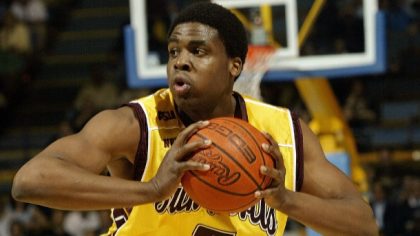 Ike Diogu #5 of the Arizona State Sun Devils holds the ball during the game against the UCLA Bruins...