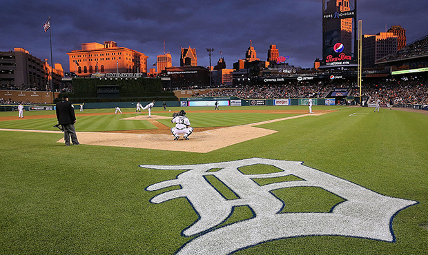 A detailed view of Comerica Park during the game between the Minnesota Twins and the Detroit Tigers...