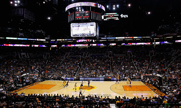 General view of action between the Cleveland Cavaliers and the Phoenix Suns during the NBA game at ...