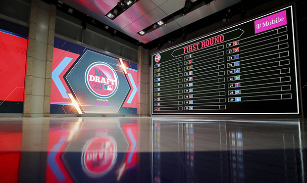 In a photo provided by MLB Photos, the baseball draft board is seen Monday, June 8, 2020 in Secaucu...