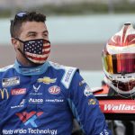 Bubba Wallace waits for the start of a NASCAR Cup Series auto race Sunday, June 14, 2020, in Homestead, Fla. (AP Photo/Wilfredo Lee)