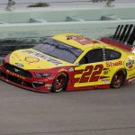 Joey Logano drives during a NASCAR Cup Series auto race Sunday, June 14, 2020, in Homestead, Fla. (AP Photo/Wilfredo Lee)
