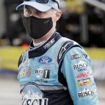 Kevin Harvick waits for the start of a NASCAR Cup Series auto race Sunday, June 14, 2020, in Homestead, Fla. (AP Photo/Wilfredo Lee)