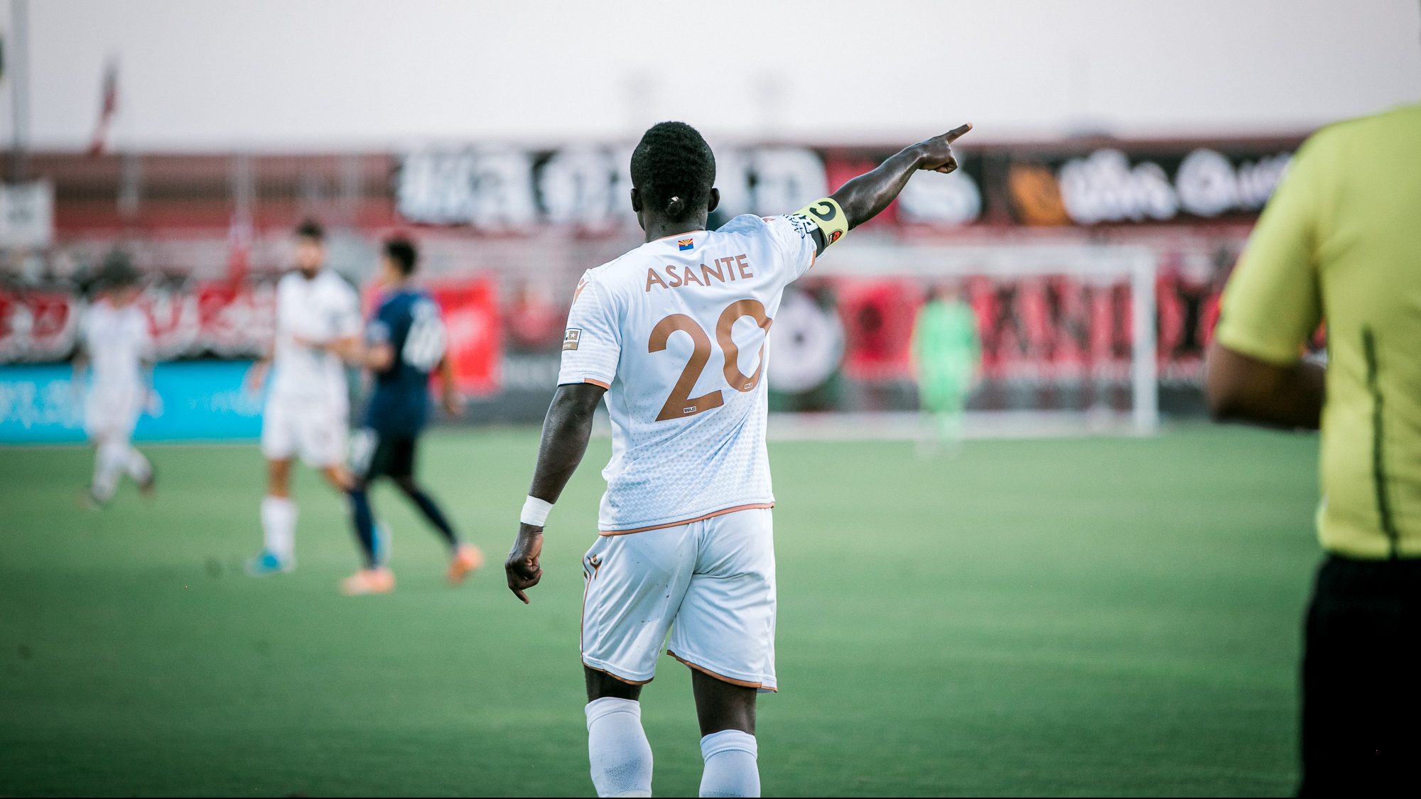 Phoenix Rising FC captain and forward Solomon Asante. (Arizona Sports/Ashley Orellana)...