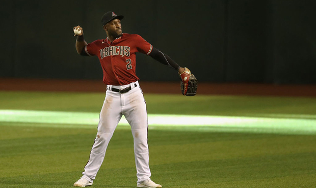 Outfielder Starling Marte #2 of the Arizona Diamondbacks warms up during an intrasquad game ahead o...