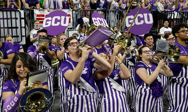 The Grand Canyon Lopes band performs during the championship game of the Western Athletic Conferenc...