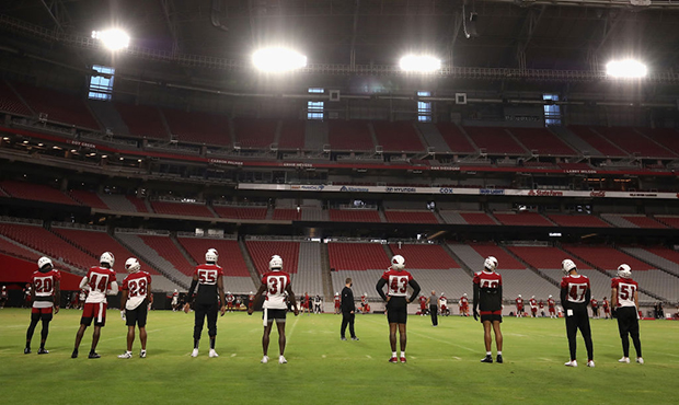 The Arizona Cardinals participate in a NFL team training camp at University of State Farm Stadium o...