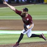 Arizona Diamondbacks relief pitcher Archie Bradley throws against the San Diego Padres in the ninth inning during a baseball game, Sunday, Aug 16, 2020, in Phoenix. (AP Photo/Rick Scuteri)