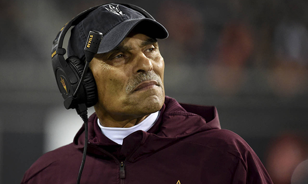 Arizona State coach Herm Edwards watches from the sideline during the second half of the team's NCA...