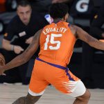 Phoenix Suns guard Cameron Payne (15) brings the ball up court against the Dallas Mavericks during the second half of an NBA basketball game Sunday, Aug. 2, 2020, in Lake Buena Vista, Fla. (AP Photo/Ashley Landis, Pool)