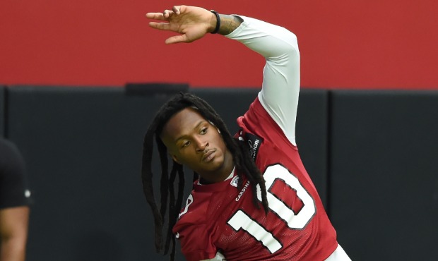 DeAndre Hopkins #10 of the Arizona Cardinals participates in training camp activities at State Farm...