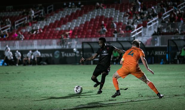 On fire and in form: Phoenix Rising FC forward Junior Flemmings