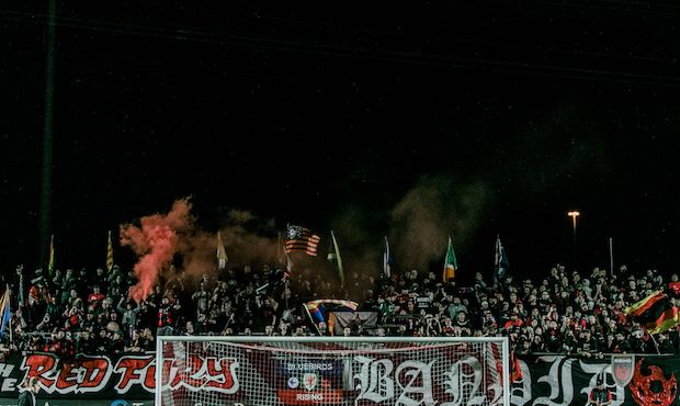 Phoenix Rising FC's southend supporter groups Red Fury and Los Bandidos. (Arizona Sports/Ashley Ore...