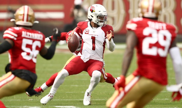 Kyler Murray #1 of the Arizona Cardinals in action against the San Francisco 49ers at Levi's Stadiu...
