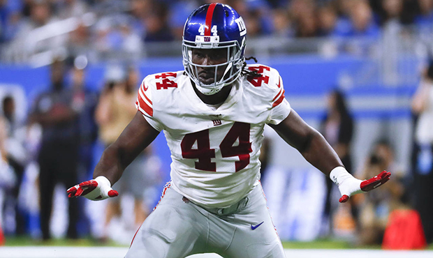 FILE - In this Oct. 27, 2019, file photo, New York Giants linebacker Markus Golden plays against th...