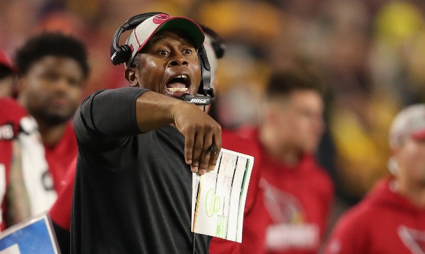 Defensive coordinator Vance Joseph of the Arizona Cardinals reacts during the second half of the NF...