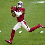 Arizona Cardinals wide receiver Christian Kirk pulls in a touchdown pass against the Miami Dolphins during the first half of an NFL football game, Sunday, Nov. 8, 2020, in Glendale, Ariz. (AP Photo/Ross D. Franklin)