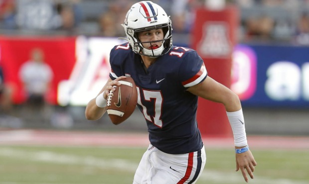 Arizona quarterback Grant Gunnell (17) is shown during the second half of an NCAA college football ...