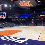 The new court at the renovated Phoenix Suns Arena (Kellan Olson/Arizona Sports)