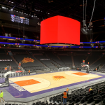 The view from the pavilion to the court at the renovated Phoenix Suns Arena (Kellan Olson/Arizona Sports)