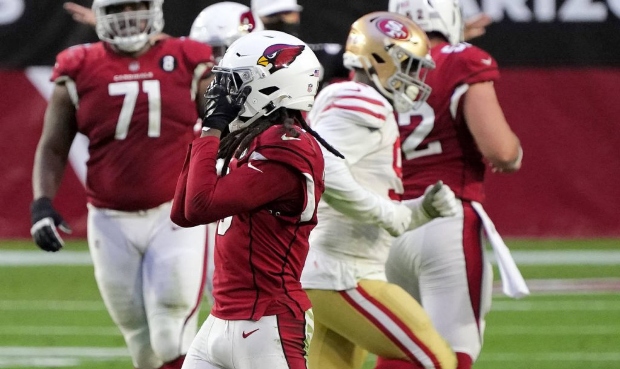 Arizona Cardinals wide receiver DeAndre Hopkins, reacts after missing a catch against the San Franc...