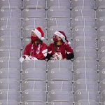 Arizona Cardinals fans watch during the first half of an NFL football game against the Philadelphia Eagles, Sunday, Dec. 20, 2020, in Glendale, Ariz. (AP Photo/Rick Scuteri)