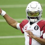 Kyler Murray #1 of the Arizona Cardinals warms up before the game against the Los Angeles Rams at SoFi Stadium on January 03, 2021 in Inglewood, California. (Photo by Kevork Djansezian/Getty Images)