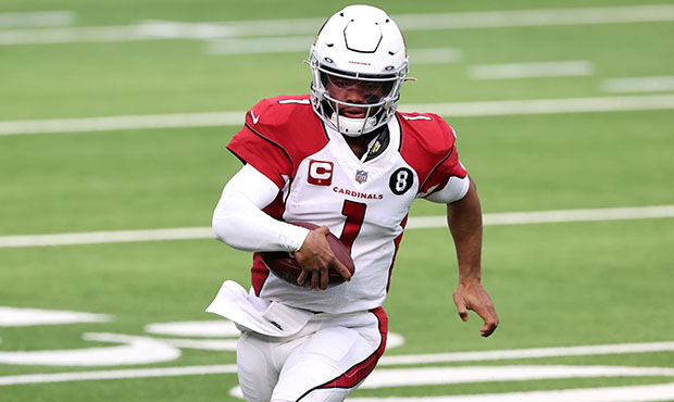 Kyler Murray #1 of the Arizona Cardinals runs with the ball during the first half against the Los A...