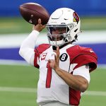 INGLEWOOD, CALIFORNIA - JANUARY 03: Kyler Murray #1 of the Arizona Cardinals throws a pass during the fourth quarter against the Los Angeles Rams at SoFi Stadium on January 03, 2021 in Inglewood, California. (Photo by Sean M. Haffey/Getty Images)