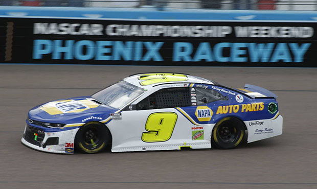 Chase Elliott speeds through Turn 4 during a NASCAR Cup Series auto race at Phoenix Raceway, Sunday...