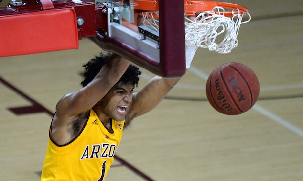Arizona State Sun Devils guard Remy Martin (1) dunks against the Oregon State Beavers during the fi...