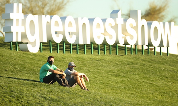 SCOTTSDALE, ARIZONA - FEBRUARY 05: Fans look on near the 18th hole during the second round of the W...