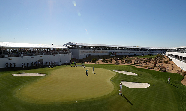 SCOTTSDALE, ARIZONA - FEBRUARY 06: A detailed view of the 16th green during the third round of the ...