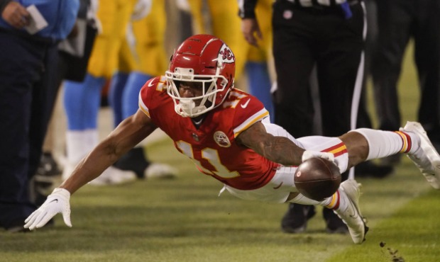 Kansas City Chiefs wide receiver Demarcus Robinson. (AP Photo/Charlie Riedel)...