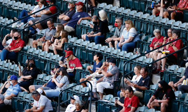 General view of fans in attendance during the MLB game between the Arizona Diamondbacks and the Cin...