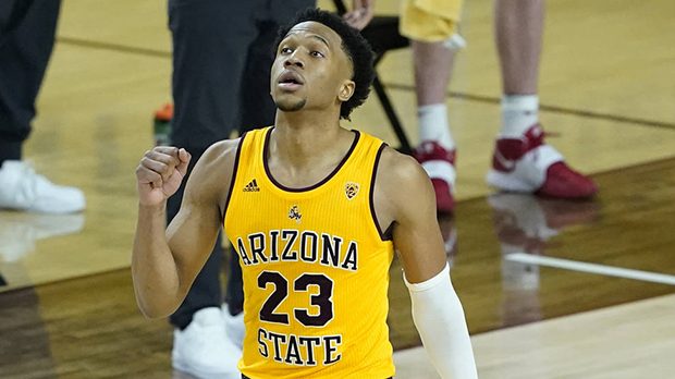 Arizona State forward Marcus Bagley celebrates during the second half of the team's NCAA college ba...
