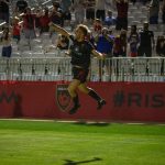Phoenix Rising FC forward Santi Moar celebrates after scoring a goal against Oakland Roots SC at Wild Horse Pass on May 8, 2021. (Owain Evans Photo)