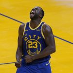 Golden State Warriors forward Draymond Green celebrates during the second half of the team's NBA basketball game against the Phoenix Suns in San Francisco, Tuesday, May 11, 2021. (AP Photo/Jeff Chiu)