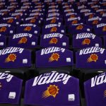 PHOENIX, ARIZONA - JUNE 09:  Phoenix Suns "the valley" towels are draped over seats before Game Two of the Western Conference second-round playoff series against the Denver Nuggets at Phoenix Suns Arena on June 09, 2021 in Phoenix, Arizona. (Photo by Christian Petersen/Getty Images)