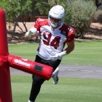 Defensive lineman Zach Allen goes through drills during the Cardinals' first day of mandatory minicamp on Tuesday, June 8, 2021, in Tempe. (Tyler Drake/Arizona Sports)
