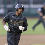 
              Vanderbilt's Jayson Gonzalez rounds the bases after hitting a two-run home run against Arizona in the fifth inning during a baseball game in the College World Series, Saturday, June 19, 2021, at TD Ameritrade Park in Omaha, Neb. (AP Photo/Rebecca S. Gratz)
            