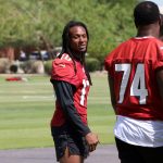Wide receiver DeAndre Hopkins cracks a smile during Day 3 of Cardinals minicamp Thursday, June 10, 2021, in Tempe. (Tyler Drake/Arizona Sports)