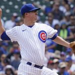 Chicago Cubs starting pitcher Alec Mills throws against the Arizona Diamondbacks during the first inning of a baseball game in Chicago, Saturday, July 24, 2021. (AP Photo/Nam Y. Huh)