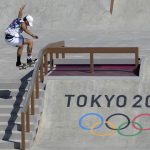 Jagger Eaton of the United States competes in the men's street skateboarding at the 2020 Summer Olympics, Saturday, July 24, 2021, in Tokyo, Japan. (AP Photo/Jae C. Hong)